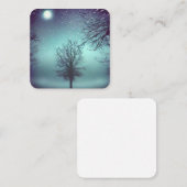 Surreal-geverfd bos en volle maan vierkante visitekaartje (Voorkant / Achterkant)