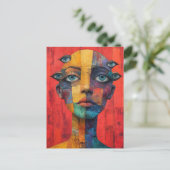 Surreal Gezicht Met Veel Ogen Briefkaart (Staand voorkant)