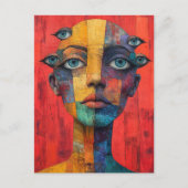 Surreal Gezicht Met Veel Ogen Briefkaart (Voorkant)