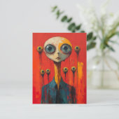 Surreal Gezicht Met Verschillende Ogen Briefkaart (Staand voorkant)