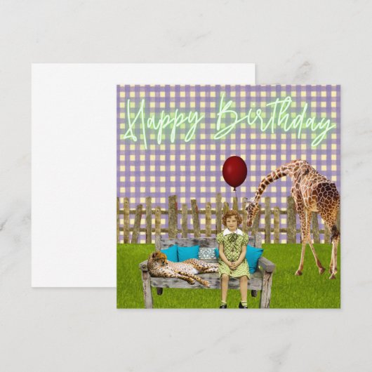 Surreal Girl en Zoo Animals Funky Birthday (Voorkant / Achterkant)