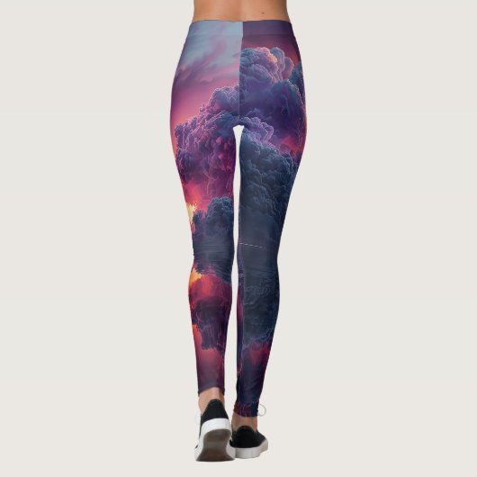 Surreal Glowing Sunset Clouds Reflected In Water Leggings (Achterkant)