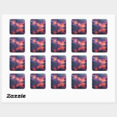 Surreal Glowing Sunset Clouds Reflected In Water Vierkante Sticker (Vel)