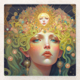 Surreal Goddess Fantasy Art Glazen Onderzetter