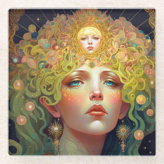 Surreal Goddess Fantasy Art Glazen Onderzetter (Voorkant)