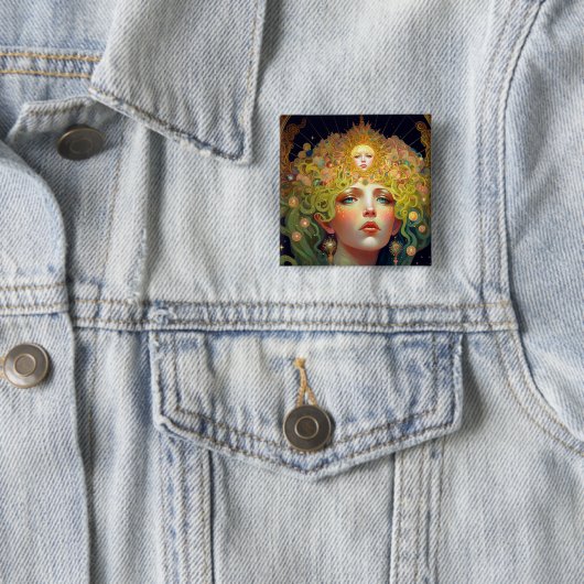 Surreal Goddess Fantasy Art Vierkante Button 5,1 Cm (In situ)
