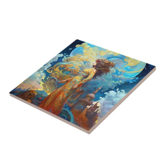 Surreal Goddess Queen Fantasy Art Tegeltje (Zijkant)