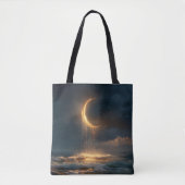Surreal Golden Crescent Moon Above Ocean Tote Bag (Voorkant)