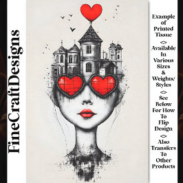 Surreal Gotische Fantasie Hoofd & Harten AX1 Décou Tissuepapier