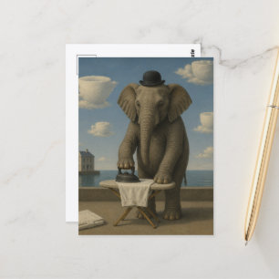 Surreal Grappige Olifant Strijkend Briefkaart