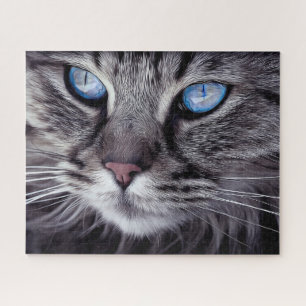 Surreal Grey Cat Blue Eyes Family Fun Harde Legpuzzel