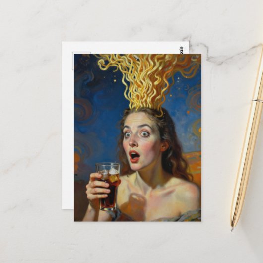 Surreal hersenexplosie Ramen vrouw Briefkaart (Voorkant / Achterkant in situ)