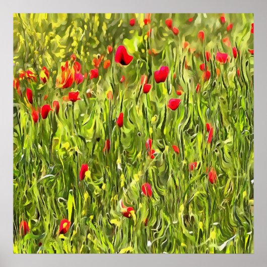 Surreal Hypnotic Poppies Poster (Voorkant)