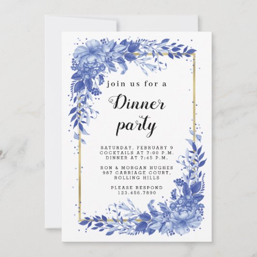 Surreal Indigo Bouquet - Party Invitation, wedding Save The Date (Voorkant)