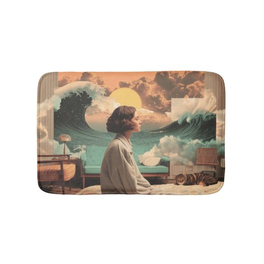 Surreal interieur met vrouw en kat badmat (Voorkant)