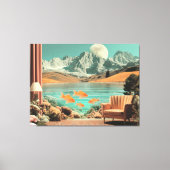 Surreal Interior with Fish and Moonlit Landscape Canvas Afdruk (Voorkant)