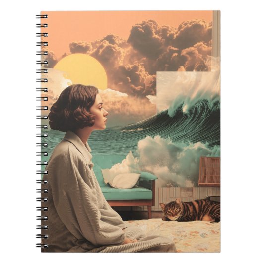 Surreal Interior With Woman and Cat Notitieboek (Voorkant)