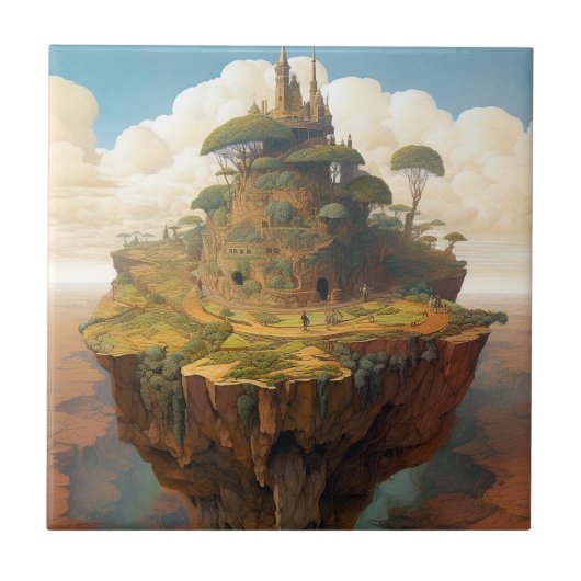 Surreal Island Landscape Fantasy Art Tegeltje (Voorkant)