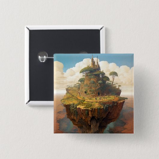 Surreal Island Landscape Fantasy Art Vierkante Button 5,1 Cm (Voorkant /achterkant)