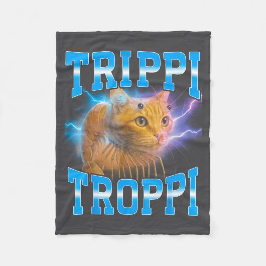 Surreal Italiaans Brainrot Meme Reis Tropische Kat Fleece Deken (Voorkant)