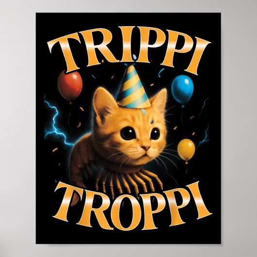 Surreal Italiaans Brainrot Meme Trippi Troppi Grap Poster (Voorkant)