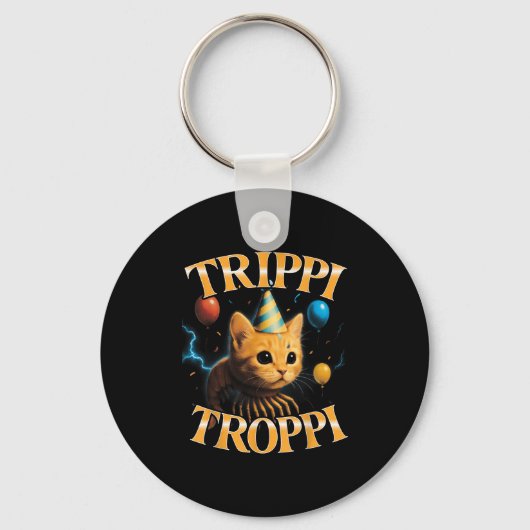 Surreal Italiaans Brainrot Meme Trippi Troppi Grap Sleutelhanger (Voorkant)