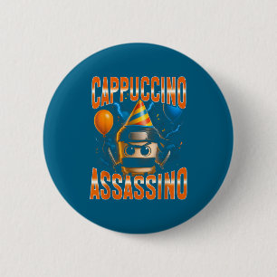 Surreal Italiaanse Brainrot Cappuccino Ino Verjaar Ronde Button 5,7 Cm
