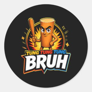 Surreal Italiaanse Brainrot Meme Tung Tung Tung Sa Ronde Sticker