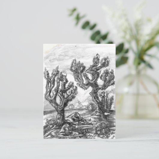 Surreal Joshua Trees in Mojave Desert Art Card Briefkaart (Staand voorkant)