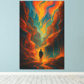 Surreal Journey - Fire and Teal Art Canvas Afdruk (Insitu (Houten vloer))
