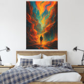 Surreal Journey - Fire and Teal Art Canvas Afdruk (Insitu (Slaapkamer))