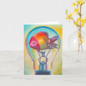 Surreal Kunst Notecard van vissen "van de Bol" Kaart (Gele Bloem)