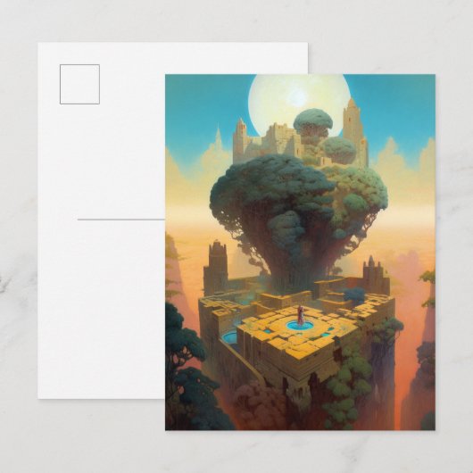 Surreal Landscape Castle Trees Fantasy Art Briefkaart (Voorkant / Achterkant)