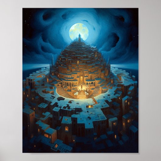 Surreal Landscape City Maze Fantasy Art Poster (Voorkant)