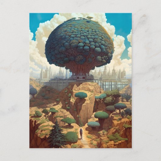 Surreal Landscape Giant Tree Fantasy Art Briefkaart (Voorkant)