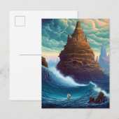 Surreal Landscape Towering City Fantasy Art Briefkaart (Voorkant / Achterkant)