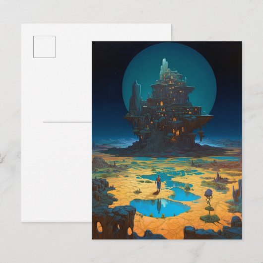 Surreal Landscape Towering City Fantasy Art Briefkaart (Voorkant / Achterkant)