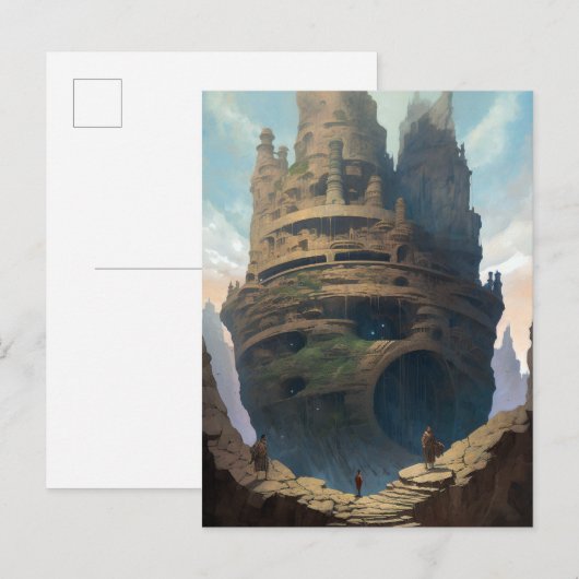 Surreal Landscape Towering City Fantasy Art Briefkaart (Voorkant / Achterkant)