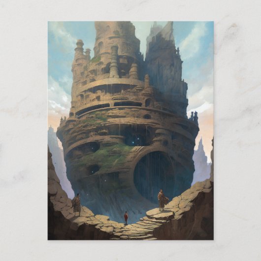 Surreal Landscape Towering City Fantasy Art Briefkaart (Voorkant)