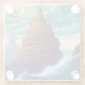Surreal Landscape Towering City Fantasy Art Glazen Onderzetter (Achterkant)