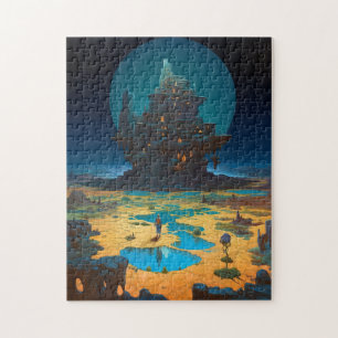 Surreal Landscape Towering City Fantasy Art Legpuzzel