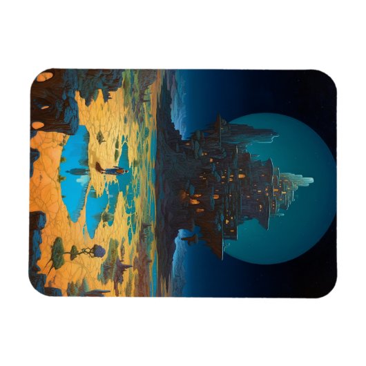 Surreal Landscape Towering City Fantasy Art Magneet (Horizontaal)