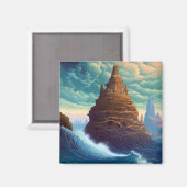 Surreal Landscape Towering City Fantasy Art Magneet (Voorkant / Achterkant)