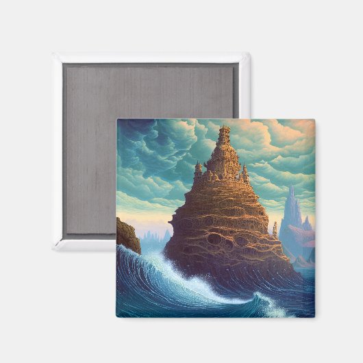 Surreal Landscape Towering City Fantasy Art Magneet (Voorkant / Achterkant)