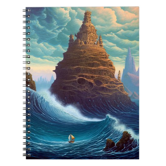 Surreal Landscape Towering City Fantasy Art Notitieboek (Voorkant)