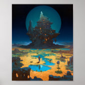 Surreal Landscape Towering City Fantasy Art Poster (Voorkant)