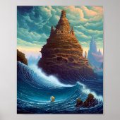 Surreal Landscape Towering City Fantasy Art Poster (Voorkant)