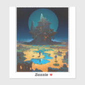 Surreal Landscape Towering City Fantasy Art Sticker (Vel)