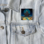 Surreal Landscape Towering City Fantasy Art Vierkante Button 5,1 Cm (In situ)