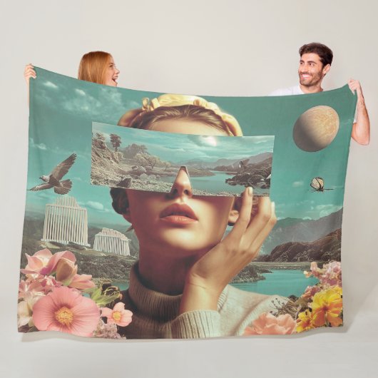 Surreal Landscape Vision, Surreal female portrait  Fleece Deken (In situ)